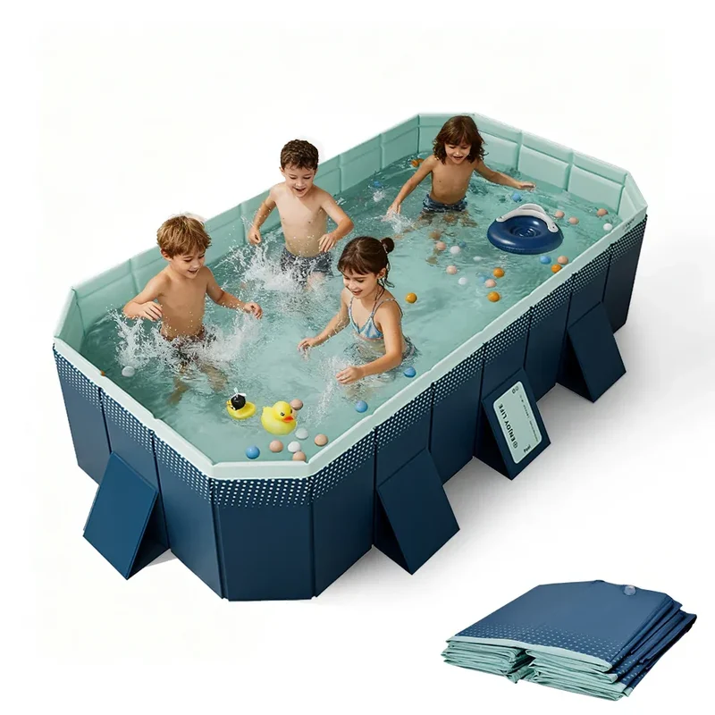 2.6m Foldable Pool PVC Non Inflatable Large Rectangle Pool Holding up to