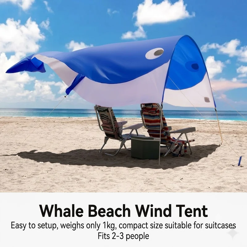 Blue Whale-Shaped Beach Wind Shelter