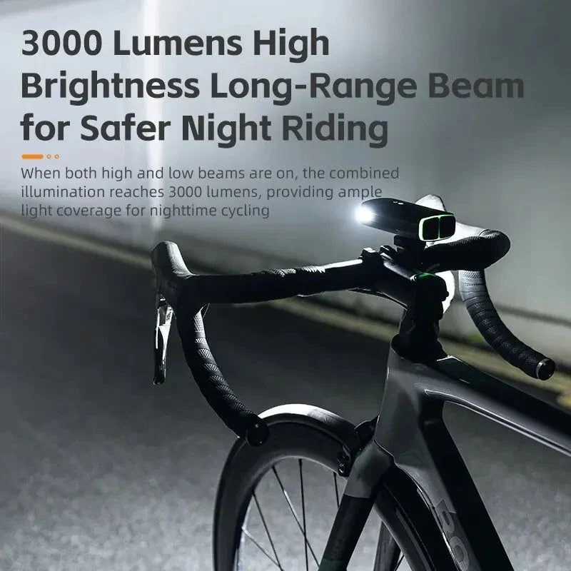 3000 Lumen Rechargeable Bike Light Black