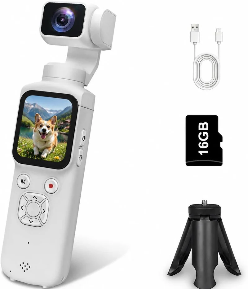White AT-M105 4K Gimbal Vlog Camera 16GB