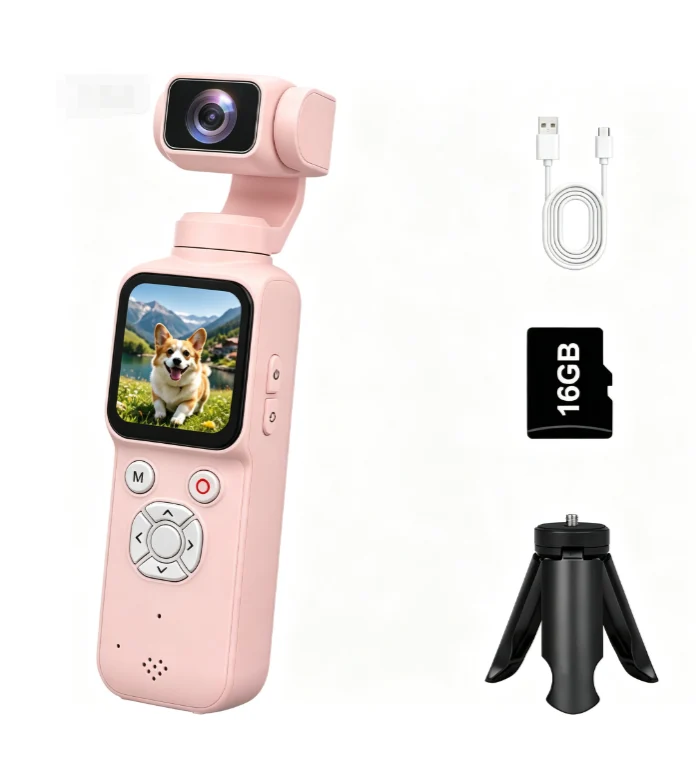 Pink AT-M105 4K Gimbal Vlog Camera 16GB