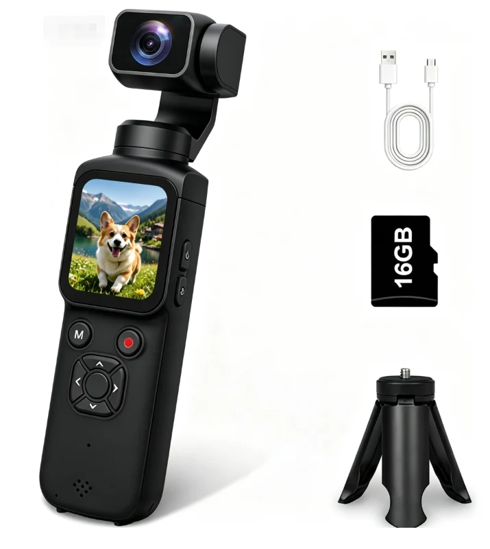 Black AT-M105 4K Gimbal Vlog Camera 16GB