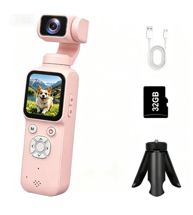 Pink AT-M105 4K Gimbal Vlog Camera 32GB