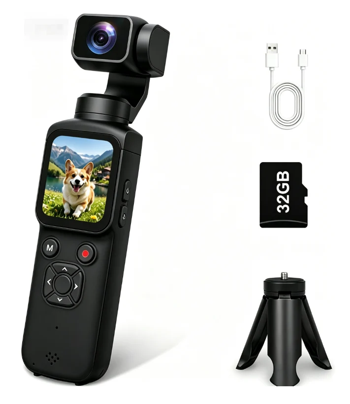 Black AT-M105 4K Gimbal Vlog Camera 32GB