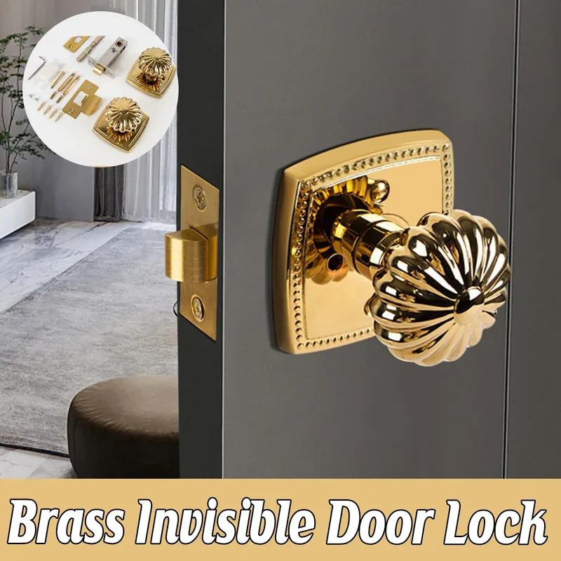Pumpkin Door Lock Brass Invisible Bedroom Door Lock Privacy Security
