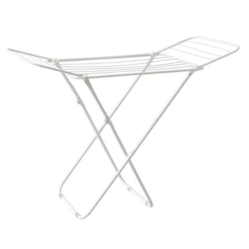 Mini Double-Wing Floor-Standing Folding Clothes Drying Rack-White