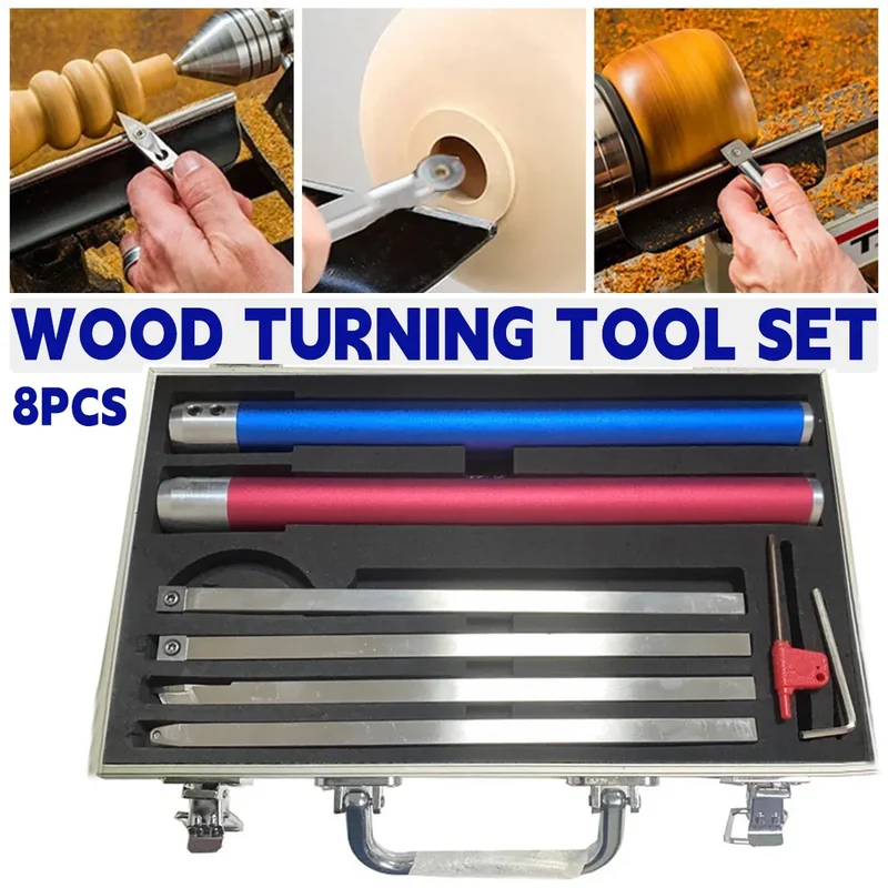 8pc Wood Lathe Turning Tool Set High Speed Steel For Woodworking Craft