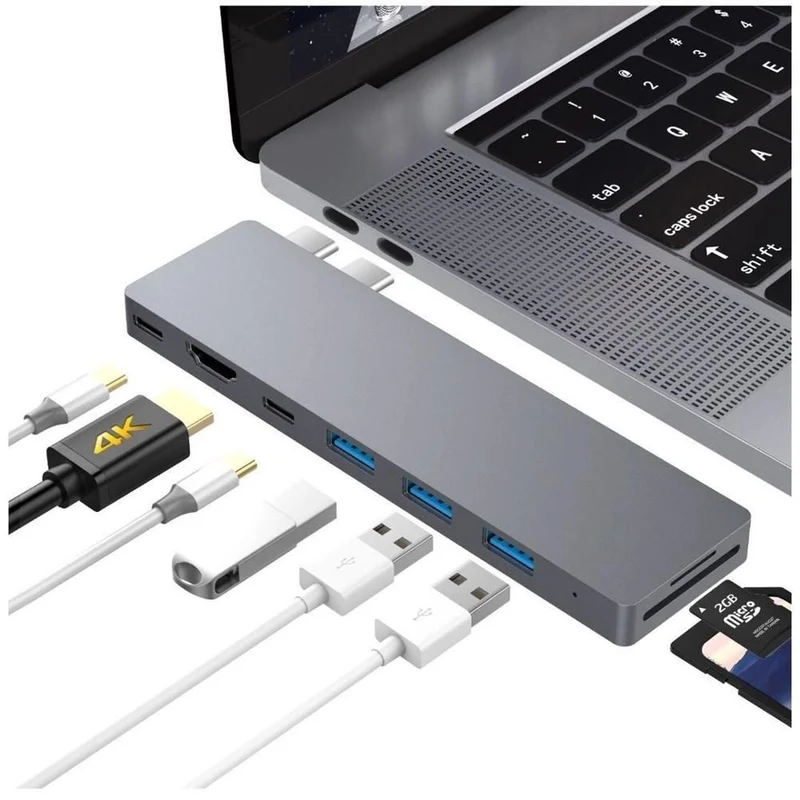 INTACT 9820T 8-in-1 Dual USB-C Adapter