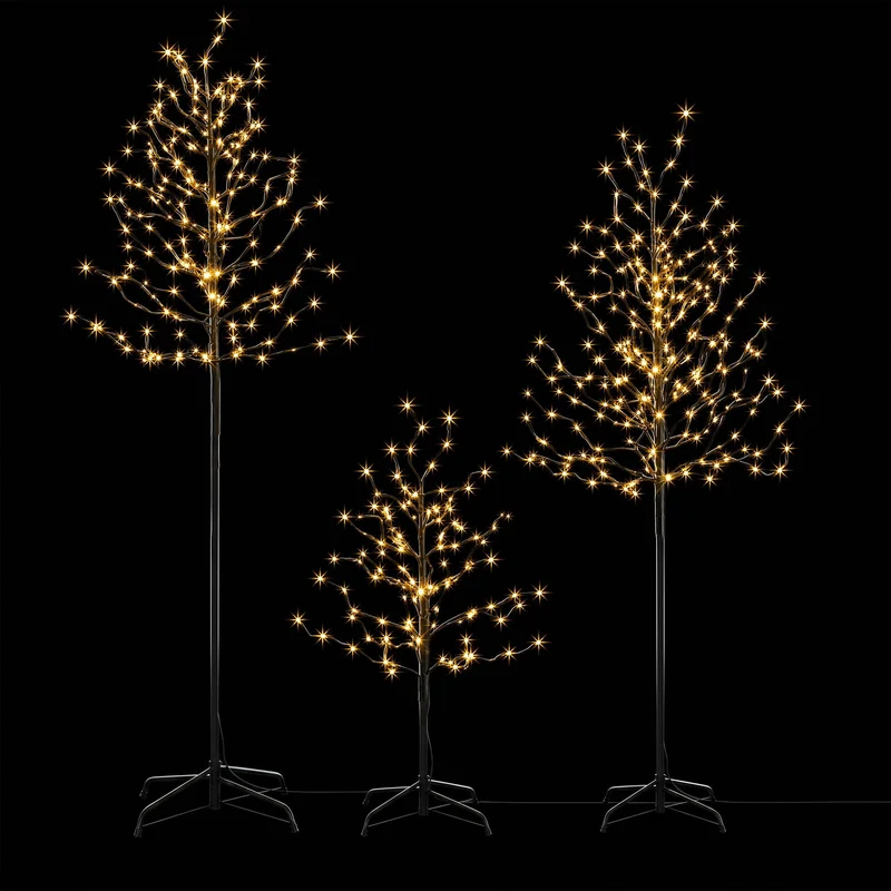 Jingle Jollys 3 Pack LED Christmas Tree Lighted Birch Tree Xmas Decor