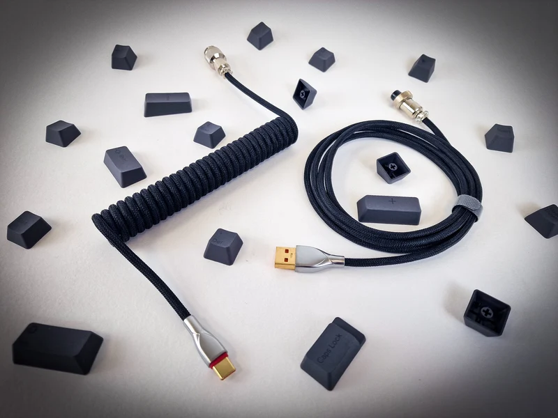 Jet Black Coiled Aviator-kabel