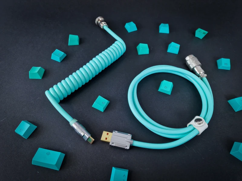 Cyan Coiled Aviator-kabel
