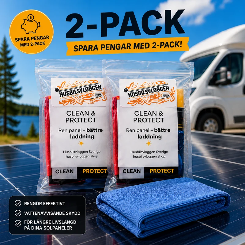 Rengör solpaneler på husbil, husvagn & båt – Clean & Protect 2-Pack