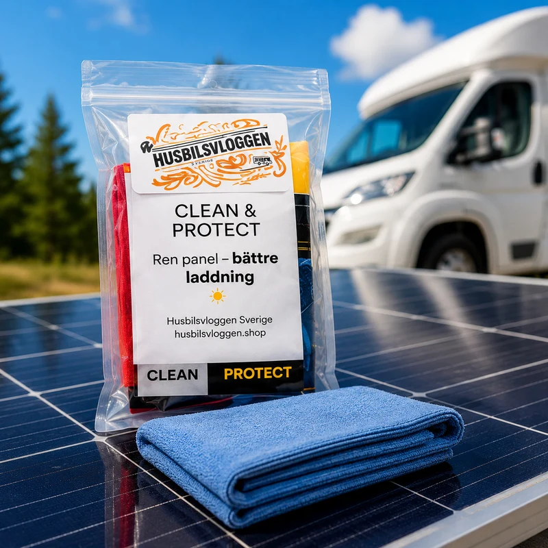 Rengör solpaneler för husbil, husvagn & båt – Clean & Protect Kit