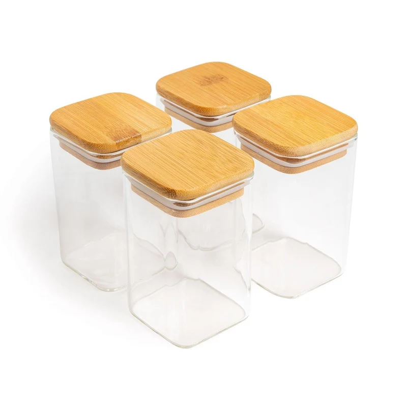 ThermoTasty: Aufbewahrungsglas, Modell: eckig, Größe: 6x10cm, 270ml, 4er-Set
