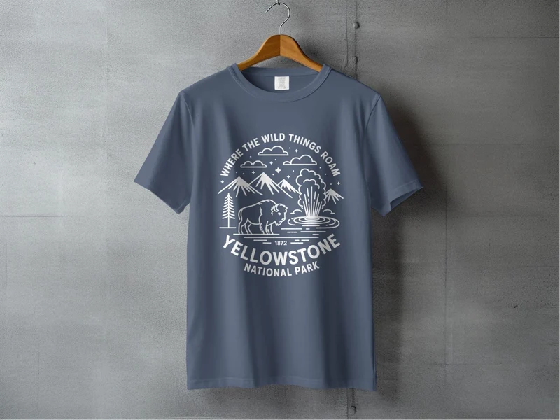 "Where The Wild Things Roam" Yellowstone National Park Buffalo T-Shirt