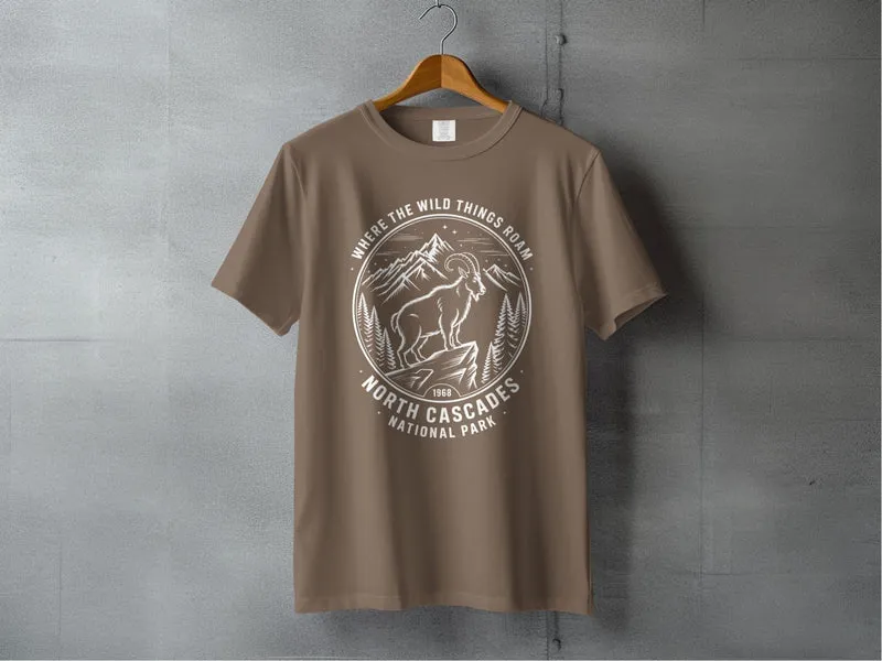 "Where the Wild Things Roam" North Cascades National Park Mountain Goat T-Shirt