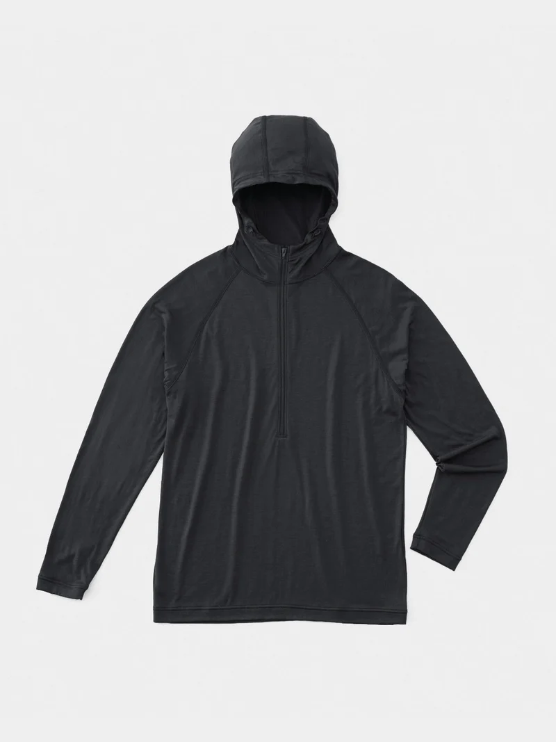 100% Light Merino Half Zip Hoody #Charcoal｜山と道