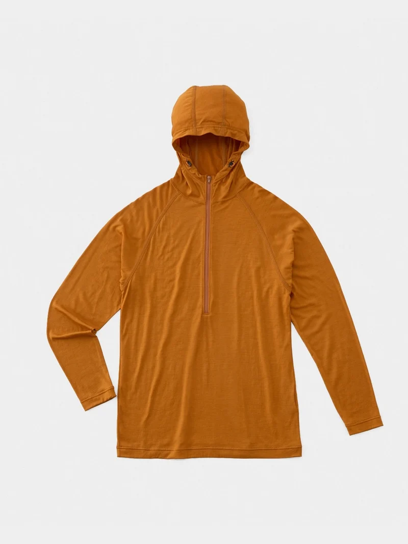 100% Light Merino Half Zip Hoody #Cinnamon｜山と道