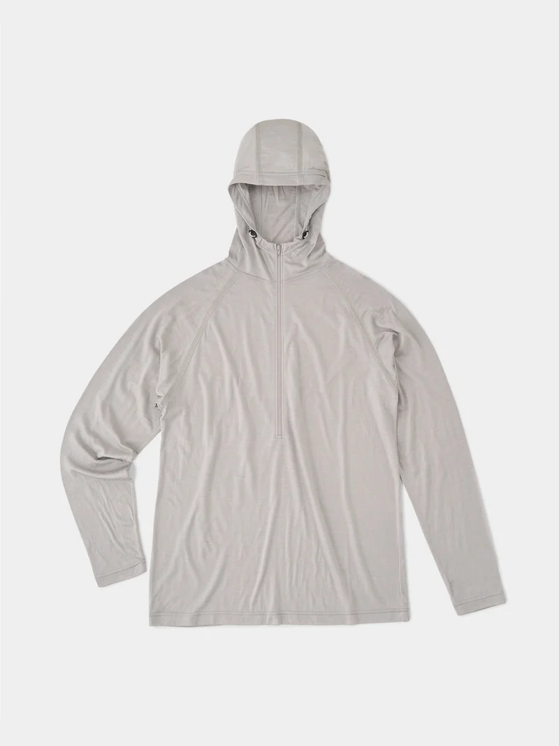 100% Light Merino Half Zip Hoody #Silver Cloud｜山と道