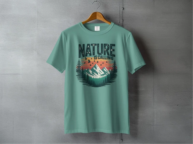 "Nature is Calling" Retro Sunset T-Shirt