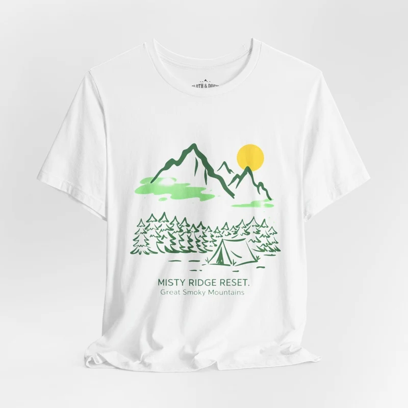 Great Smoky Mountains T-Shirt | Misty Ridge Reset Camping Tee