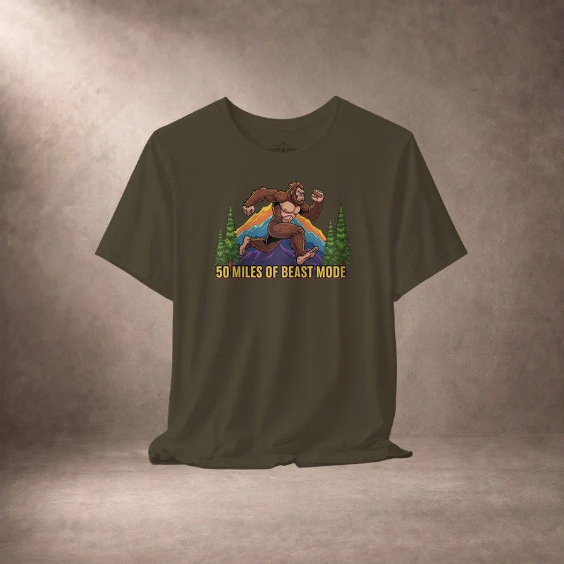 50 Miles Of Beast Mode Bigfoot Running Graphic T-Shirt