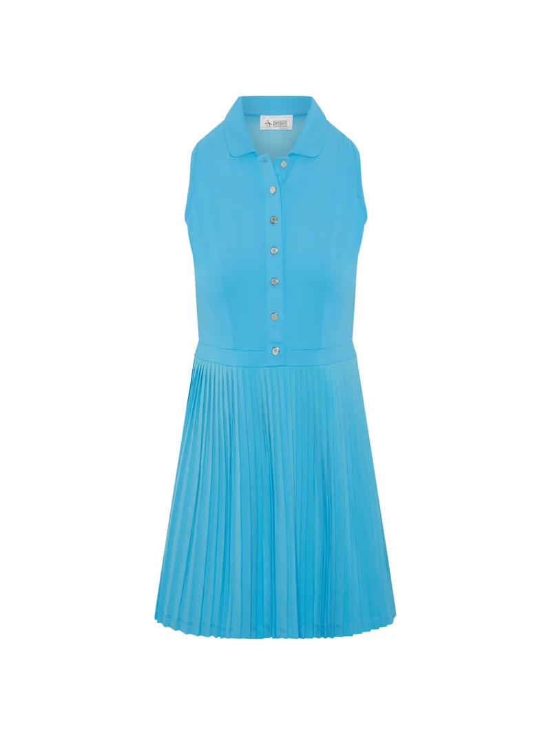OGDSG012 MIXED MEDIA PLEATED DRESS