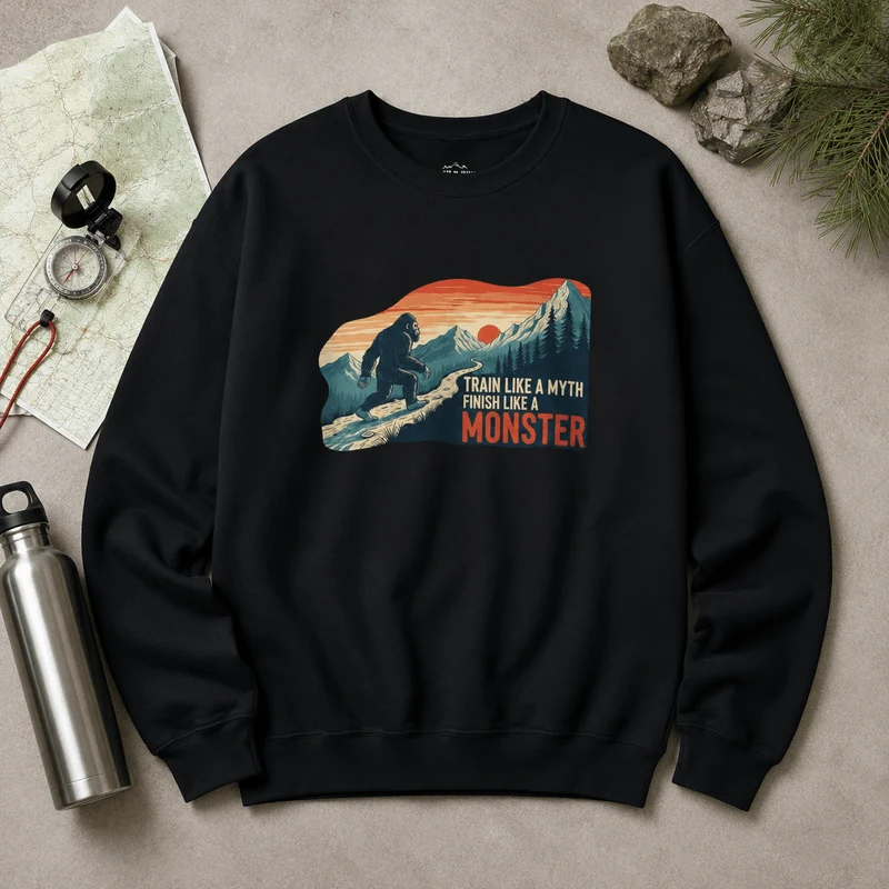 Train Like a Myth, Bigfoot Mountain Running Sweatshirt