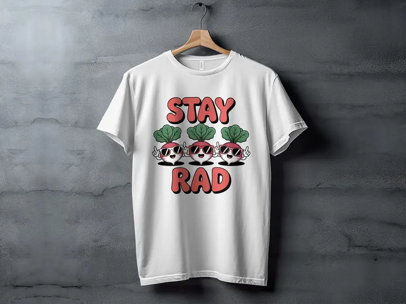 "Stay Rad" Cool Vegetables with Glasses Graphic T-Shirt